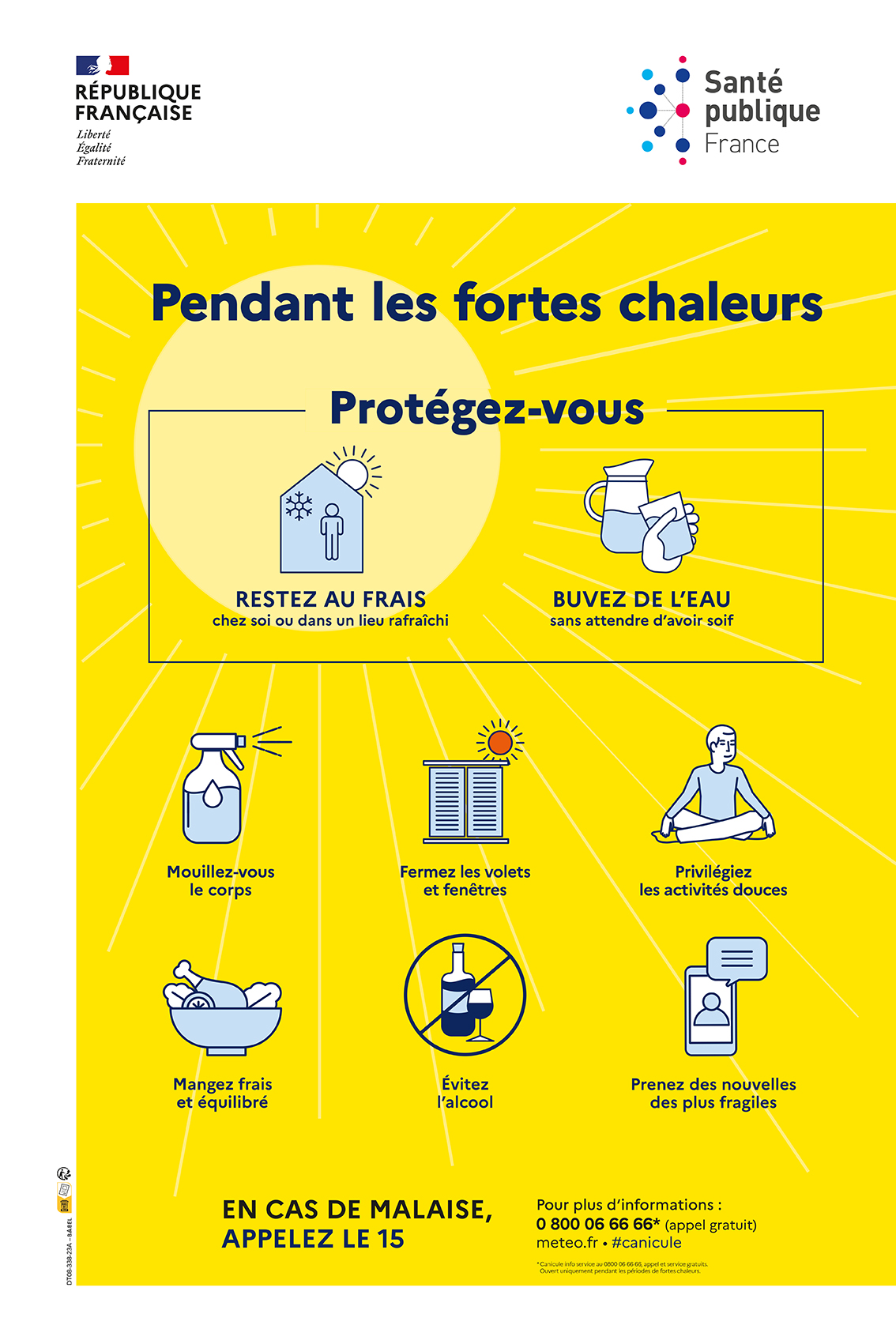 Cette affiche indique les gestes à adopter dans les transports, en cas de canicule.